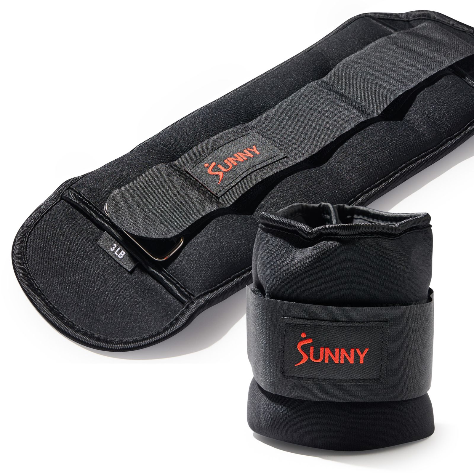 Sunny Health & Fitness Ankle Weights 3 lb, Pair, Black