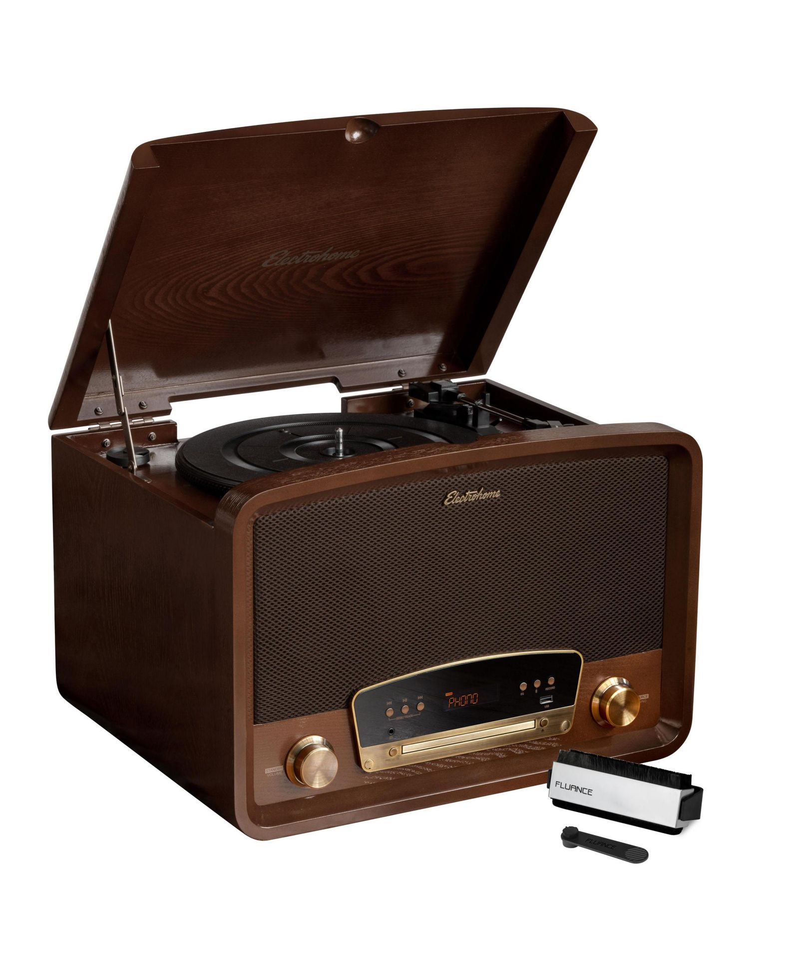 Electrohome Kingston 7-in-1 Vintage Bluetooth Vinyl Record Player