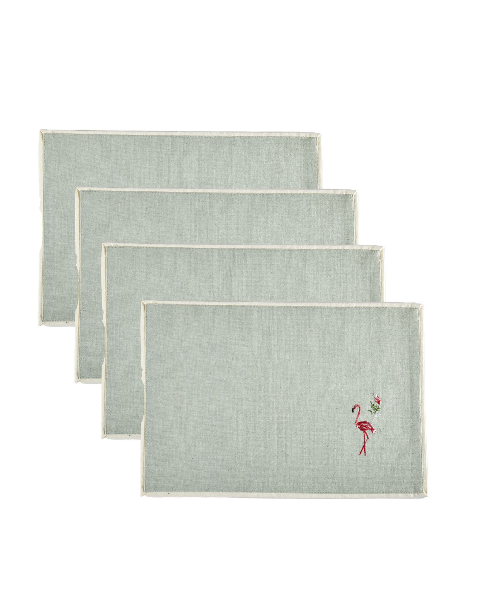 Tableau Flamingo Embroidered Placemats, 4 шт.