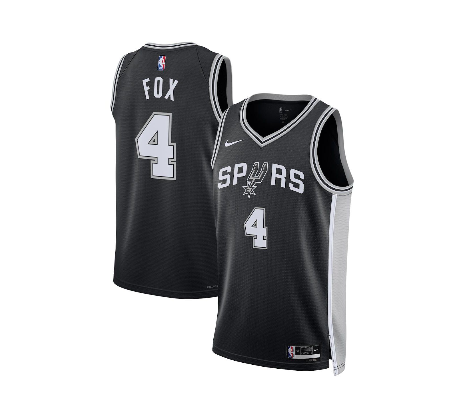 Джерси Nike De'Aaron Fox Black San Antonio Spurs Swingman Player Icon Edition