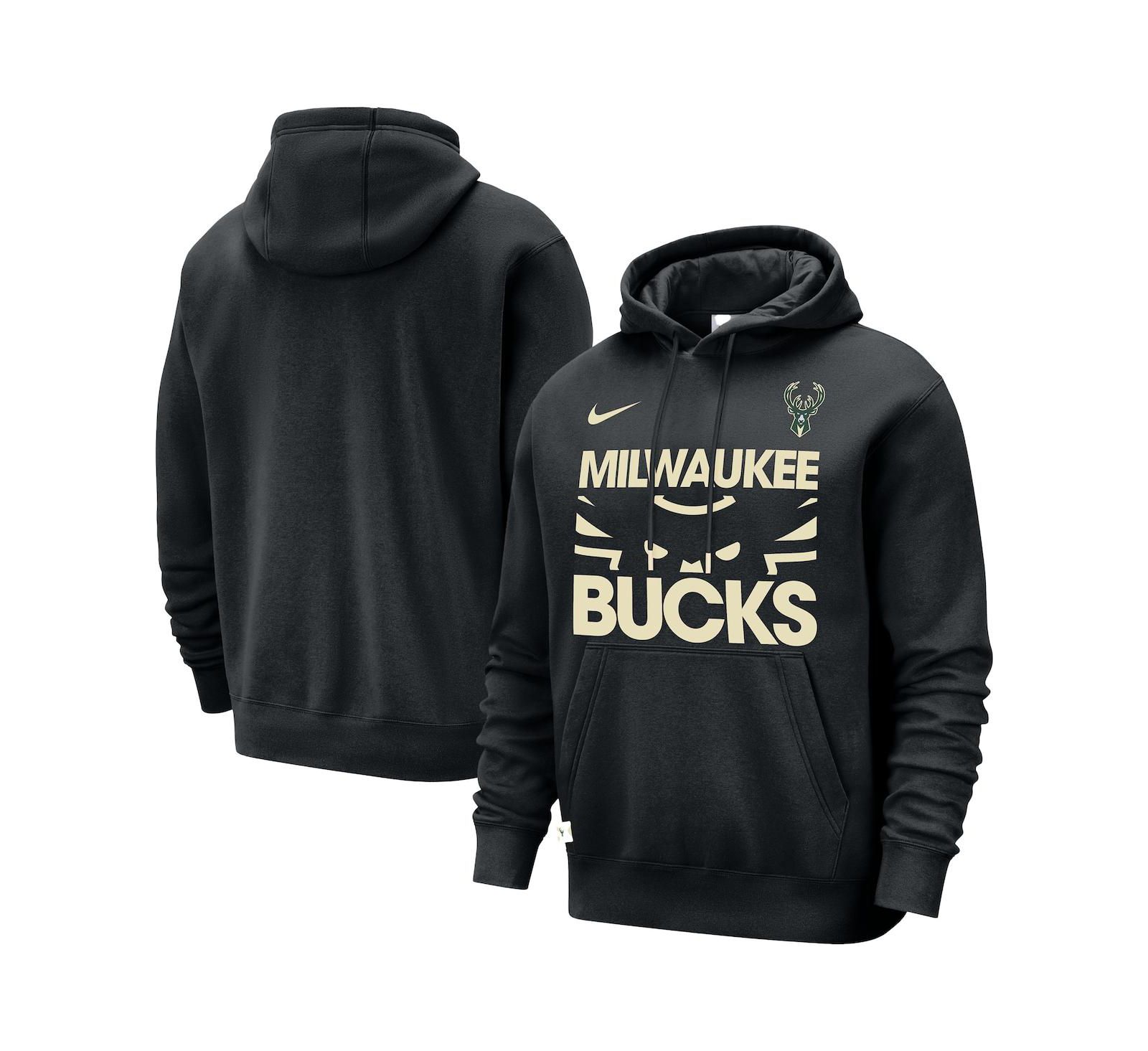 Nike Мужской черный свитшот-худи Milwaukee Bucks Courtside Club Pullover