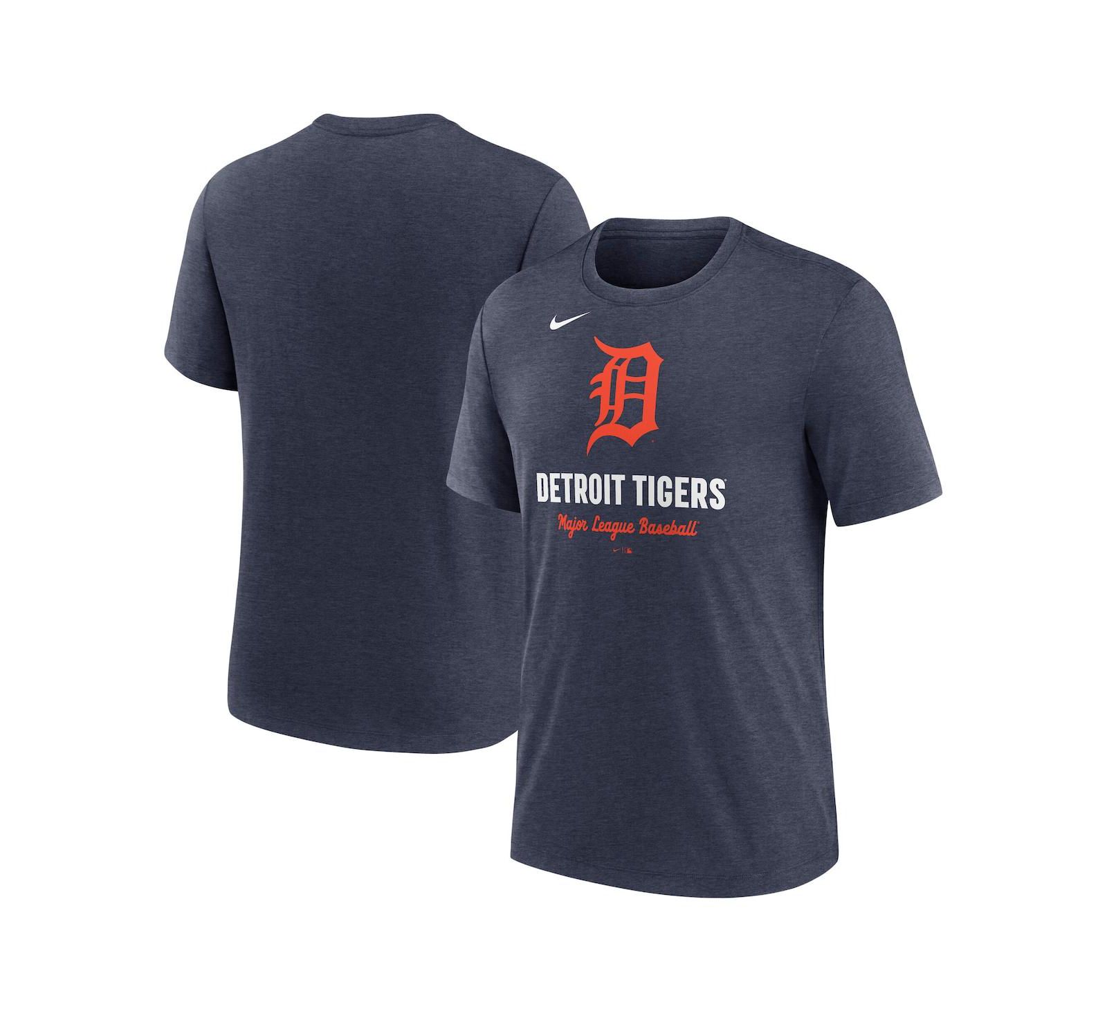 Nike Men's Heather Navy Detroit Tigers Logo Tri-Blend футболка