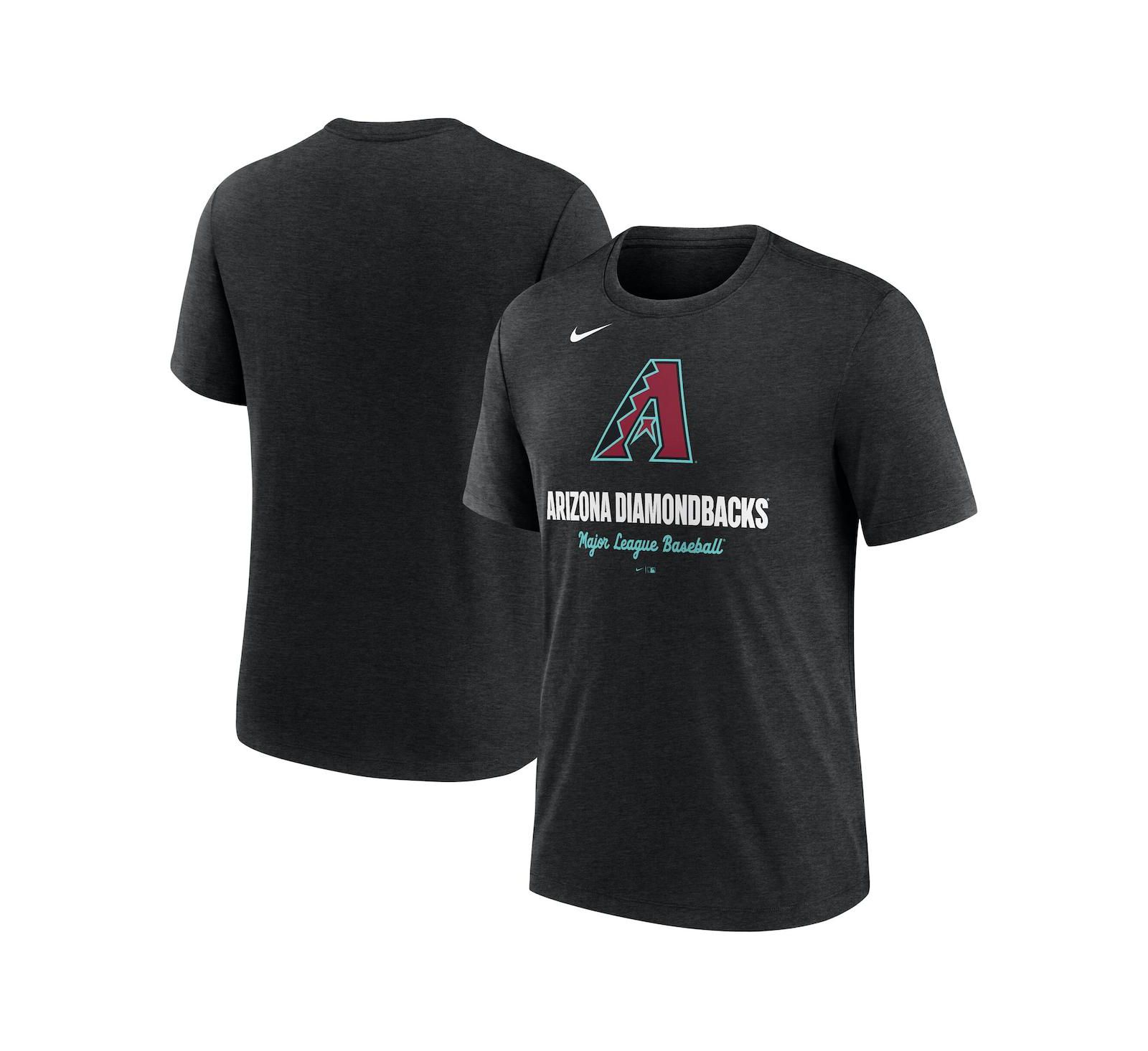 Nike Мужская футболка Tri-Blend с логотипом Arizona Diamondbacks, цвет Heather Black