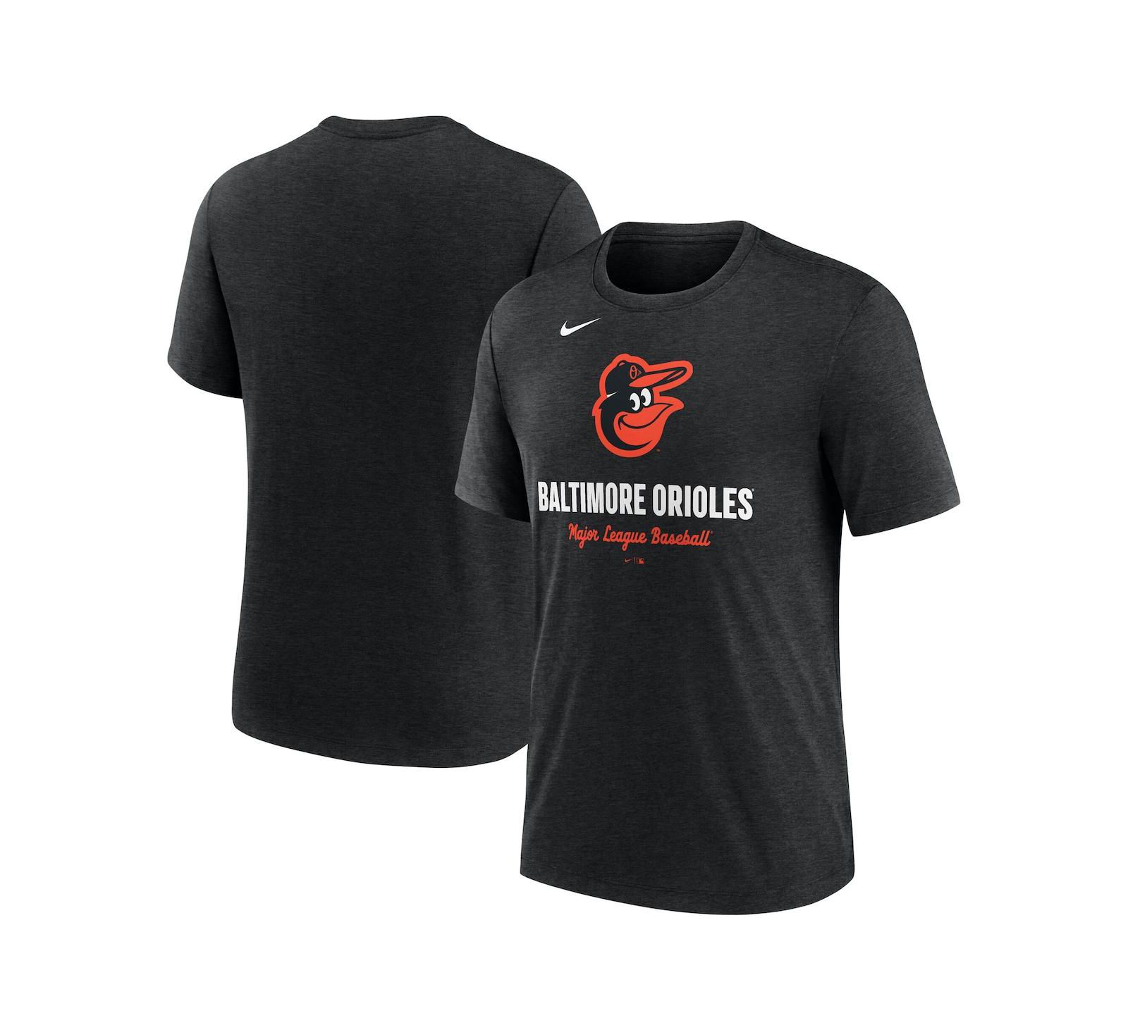 Nike мужская футболка Tri-Blend с логотипом Baltimore Orioles, Heather Black