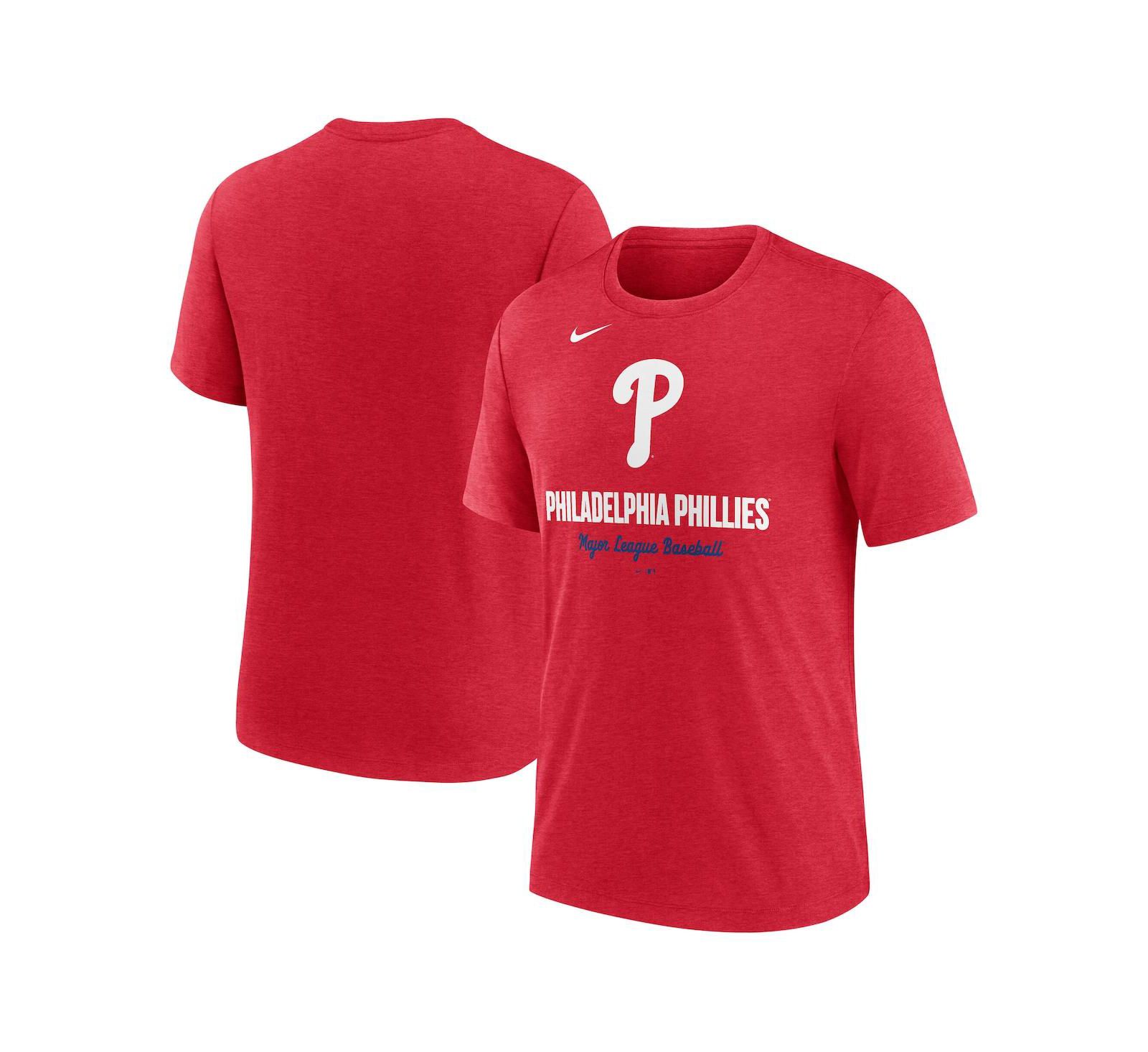 Nike Мужская футболка Philadelphia Phillies с логотипом, цвет Heather Red