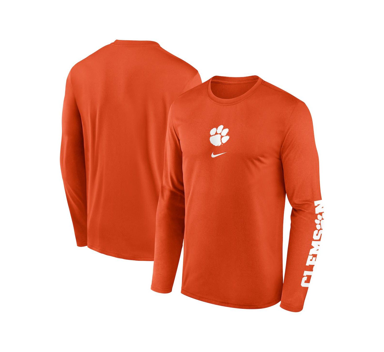 Nike Мужская футболка Clemson Tigers Primetime с длинным рукавом, оранжевая
