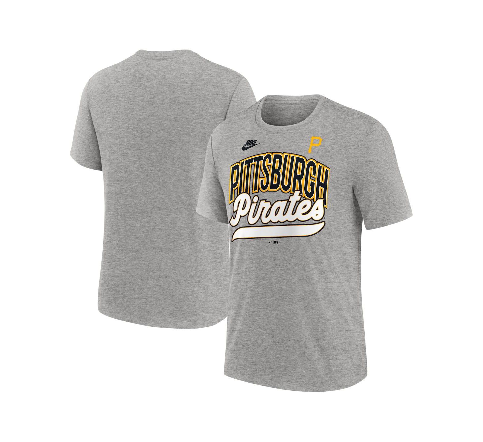 Nike Мужская футболка Pittsburgh Pirates Cooperstown Collection Retro Tri-Blend, серая