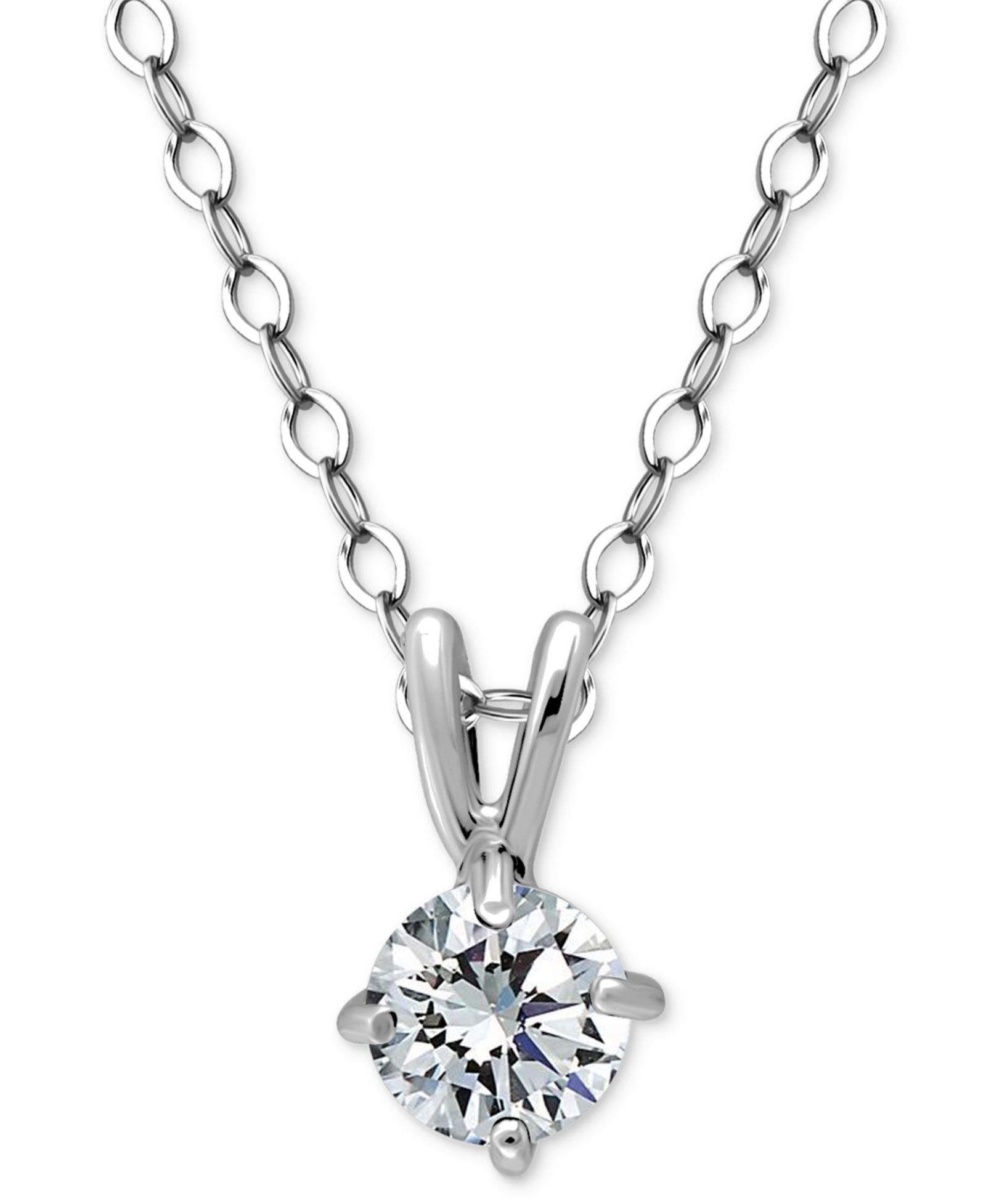 Giani Bernini Cubic Zirconia Solitaire Pendant Necklace in 18k Gold over Sterling Silver, 16" + 2" extender, Exclusively at Macy's
