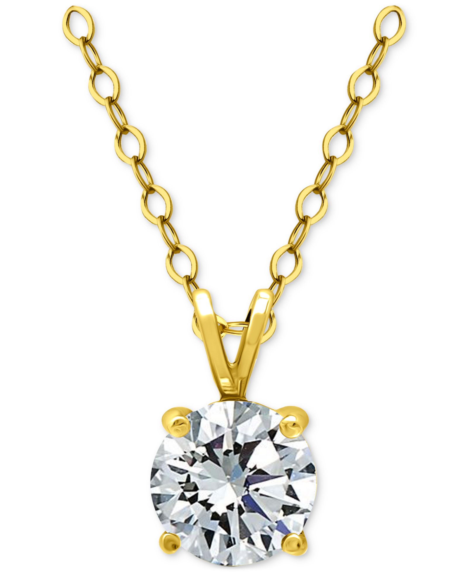 Giani Bernini Cubic Zirconia Solitaire Pendant Necklace in 18k Gold-Plated Sterling Silver, 16" + 2" extender, Exclusively at Macy's