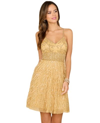 Коктейльное короткое платье LARA Women's Beaded, Feather