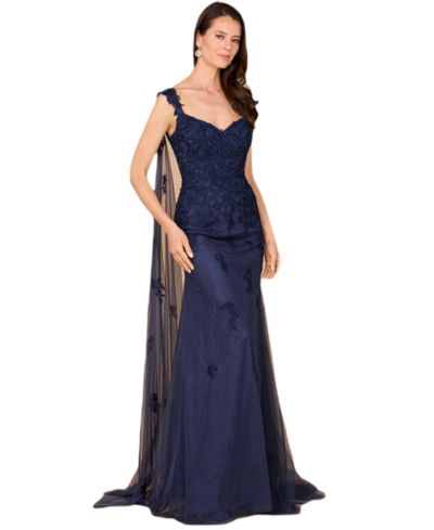Женское вечернее платье Lara Off Shoulder Mermaid Beaded с перьями