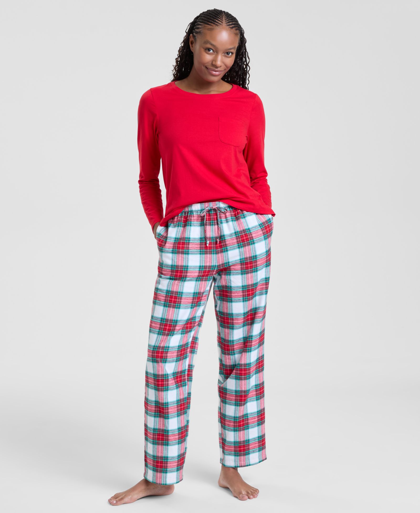 Holiday Lane Женский клетчатый пиWMNDA pajama set с воatial neck