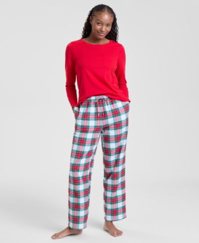 Holiday Lane Женский клетчатый пиWMNDA pajama set с воatial neck