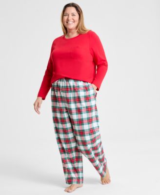 Женский комплект пижам Plus Size Holiday Lane Merry Plaid Crew Neck Matching