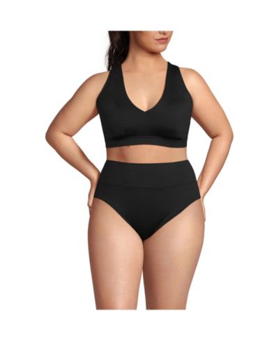 Комплект купальника Lands' End Plus Size V-Neck Bikini и плавки с высокой талией