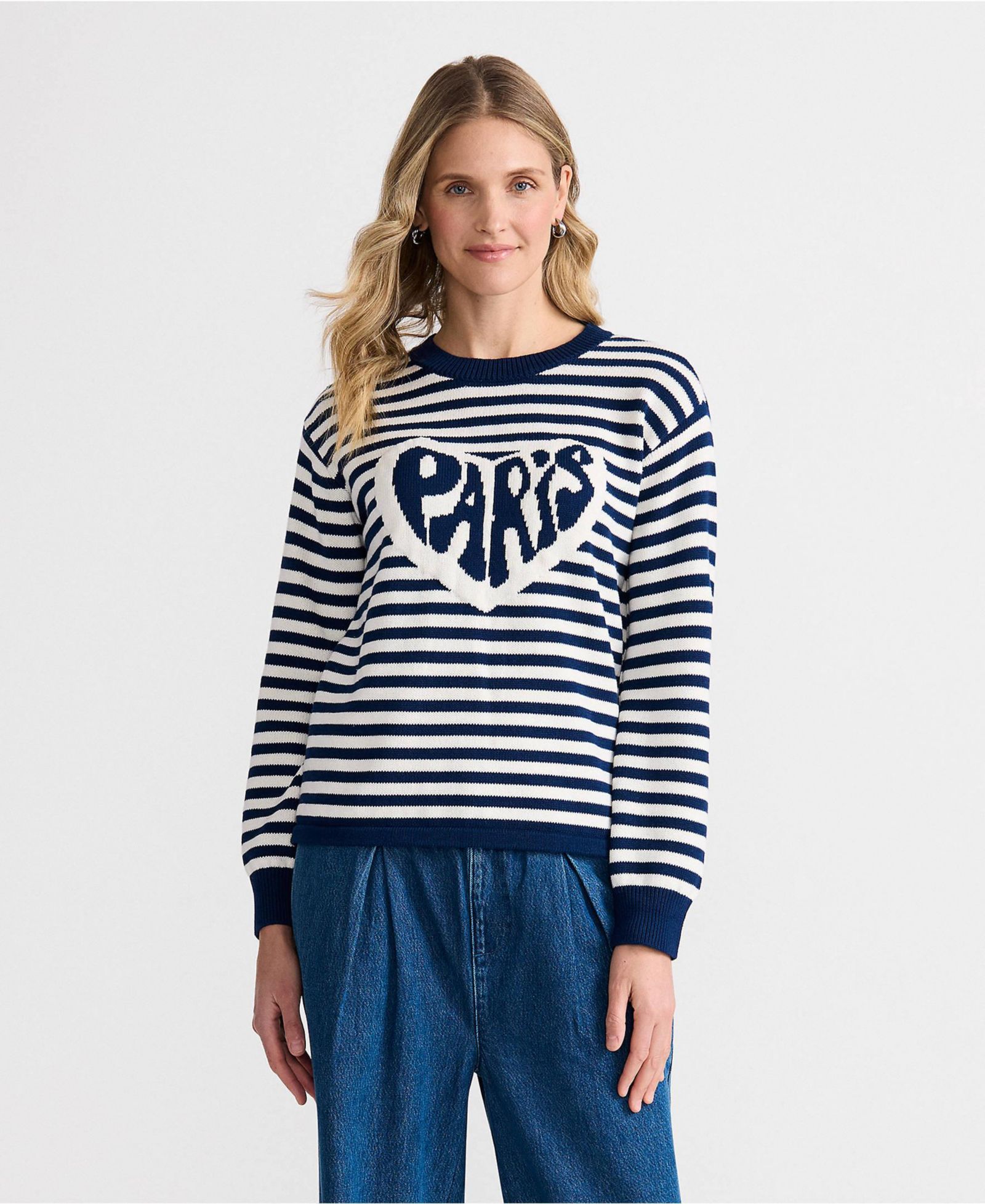 Lands' End Women's Drifter Jacquard Crew Neck Sweater