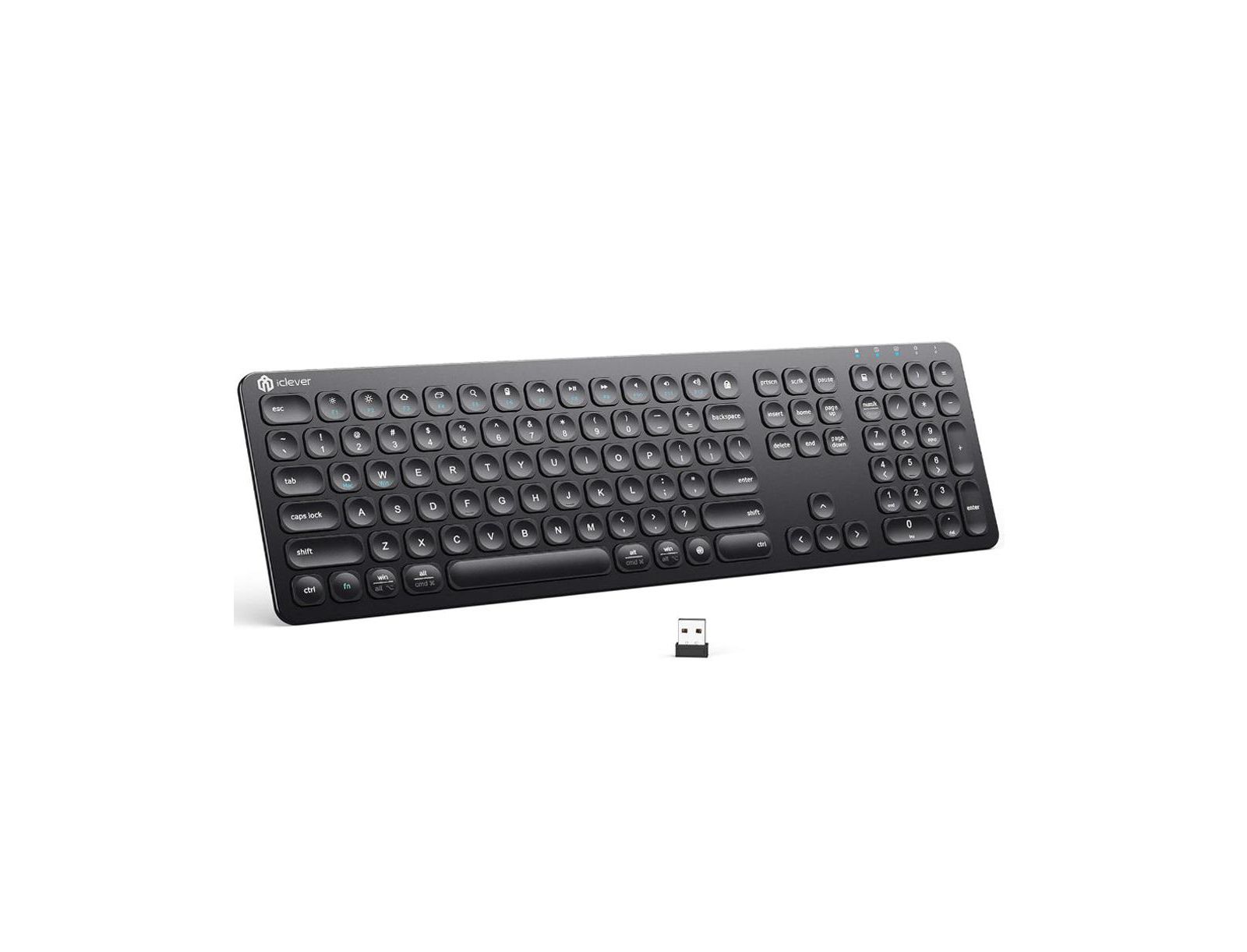 Iclever GKA38B Wireless Rechargeable 2.4G Keyboard for Windows and Mac
