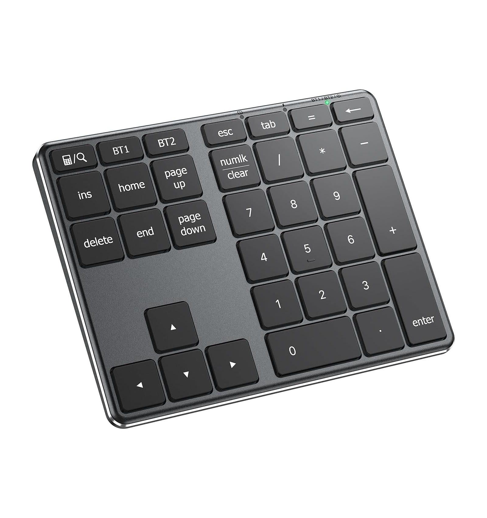 Iclever 34-Keys Wireless USB-C Rechargeable Numeric Keypad for Windows, Mac, iOS, Android, Chrome OS