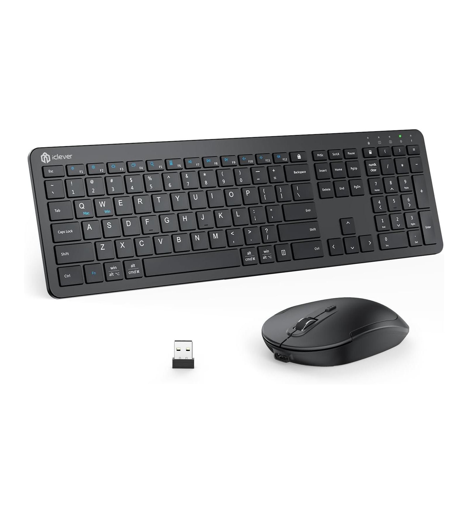 Iclever GK08 Wireless Full-Size Low-Profile Keyboard and Mouse Combo, Compatible with Windows and Mac