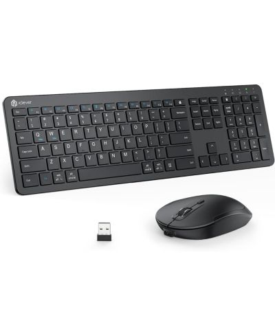 Беспроводная клавиатура и мышь iClever GK08, эргономичный набор с цифровым блоком