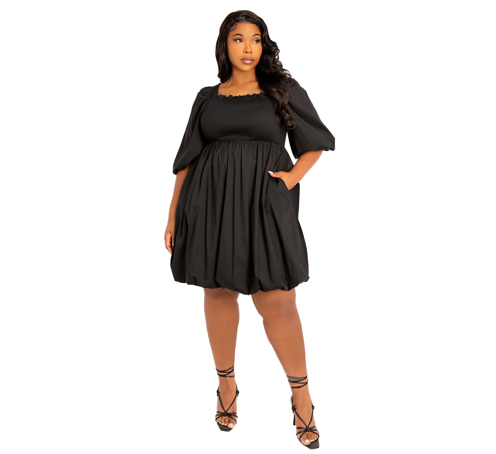 Buxom Couture Plus Size платье с пышными рукавами и сборками
