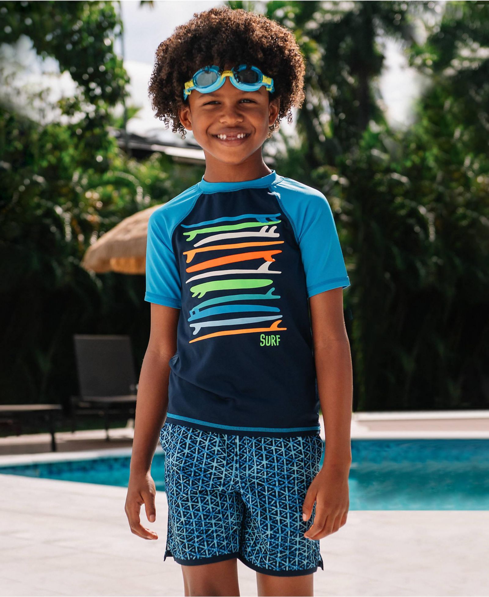 Lands' End Boys Sunshade UPF 50 Short Sleeve Solid Rash Guard