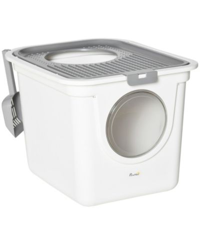 PawHut Cove Cat Litter Box, Kitty Litter Box with Scoop,