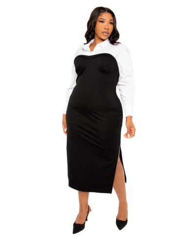 Женское платье-рубашка Buxom Couture Plus Size Contrast