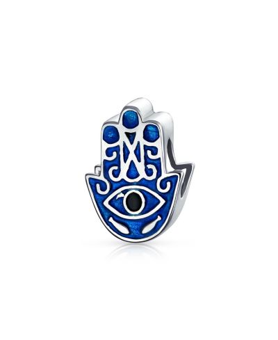 Подвеска-амулет Bling Jewelry Sterling Silver Blue Hamsa Hand Evil Eye
