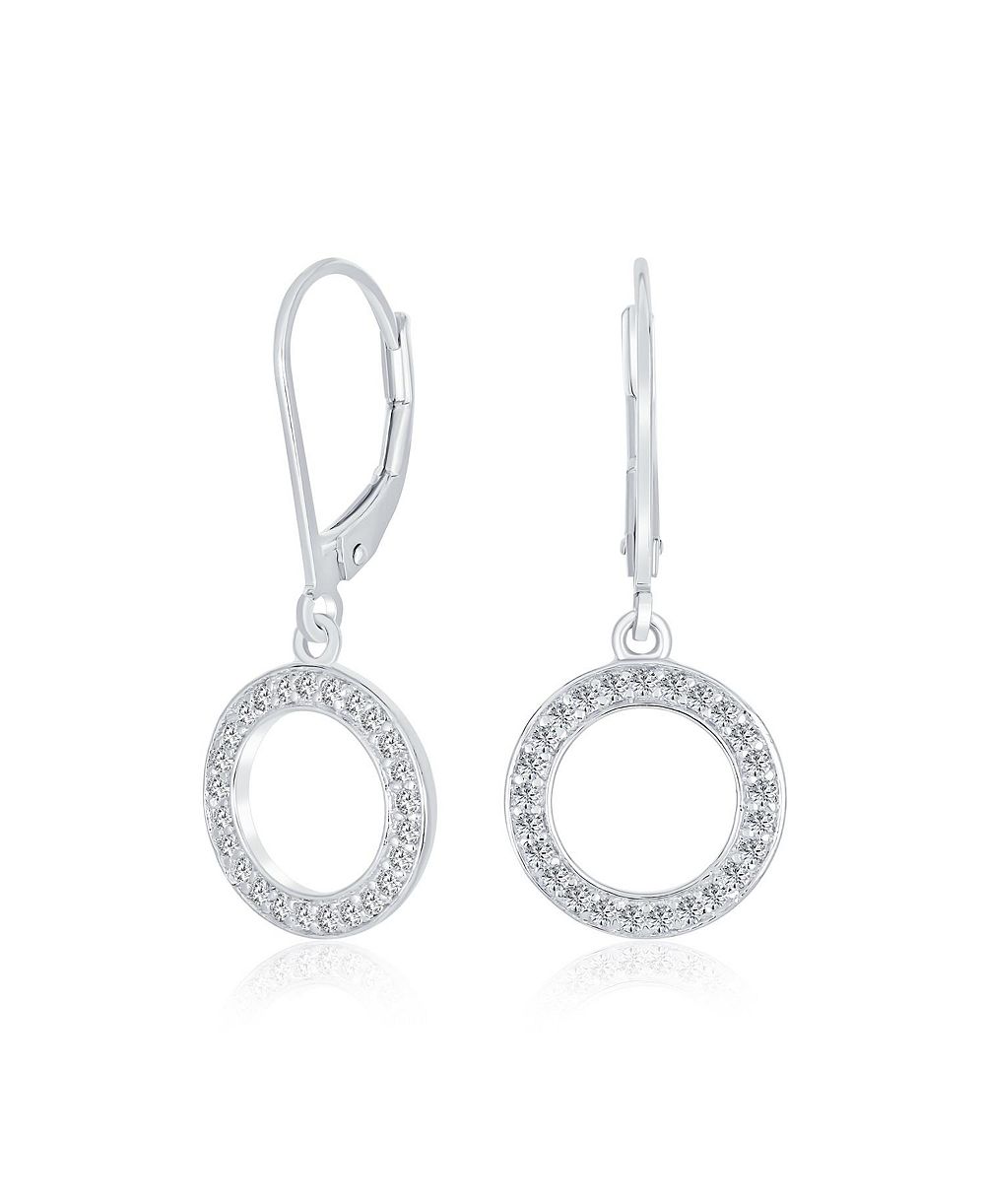 Серьги Bling Jewelry Timeless Geometric Pave CZ Round Open Circle Dangle Drop Yellow Gold Plated