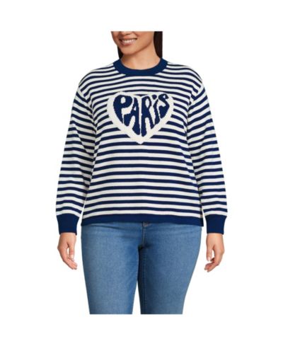 Lands' End Plus Size джемпер Drifter Jacquard с круглым вырезом