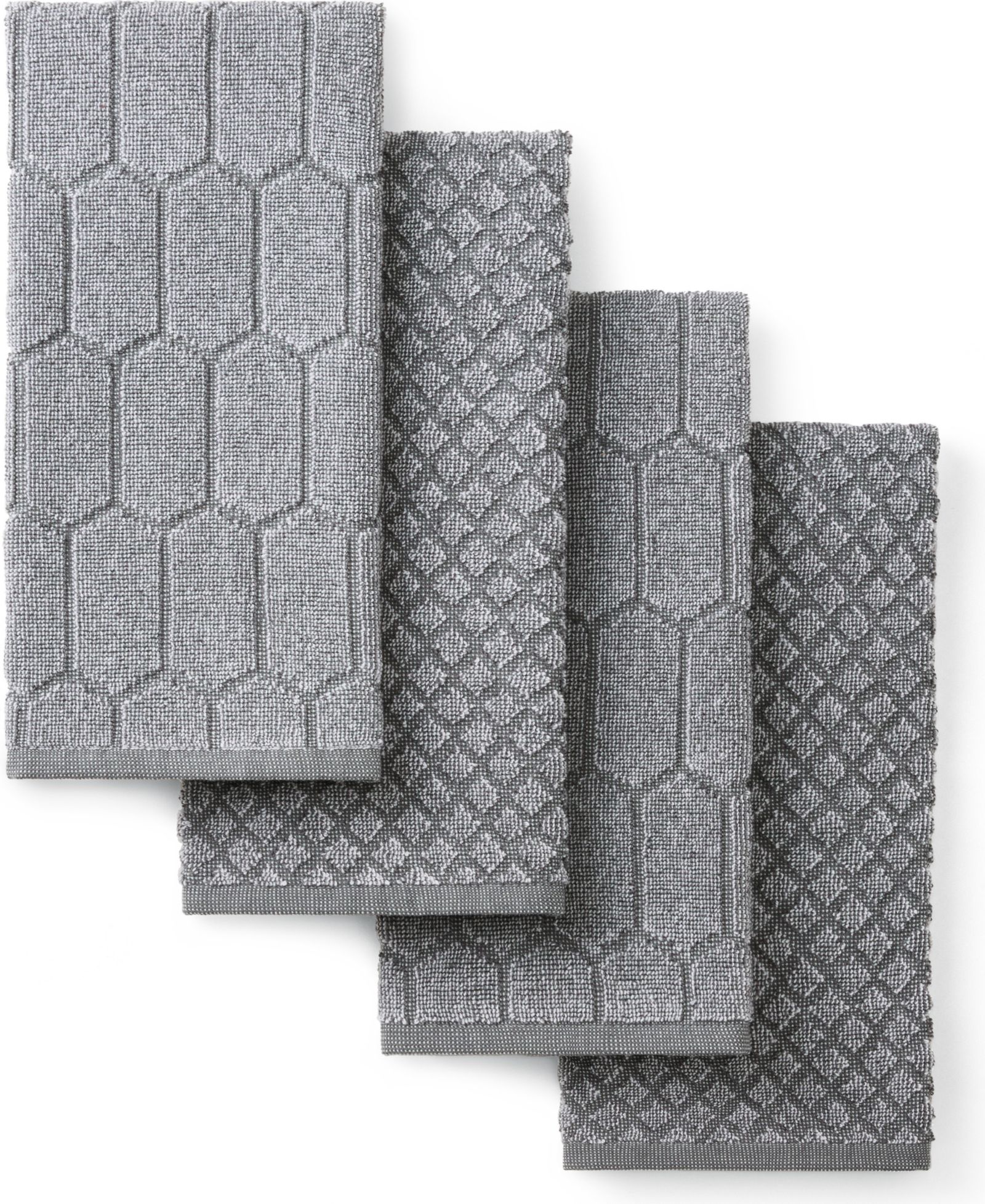 Martha Stewart Honeycomb Chambray Textured Cotton Kitchen Towel Set, 16" x 28"