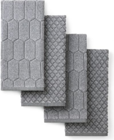 Martha Stewart Honeycomb Chambray Textured Cotton Kitchen Towel Set, 16" x 28"