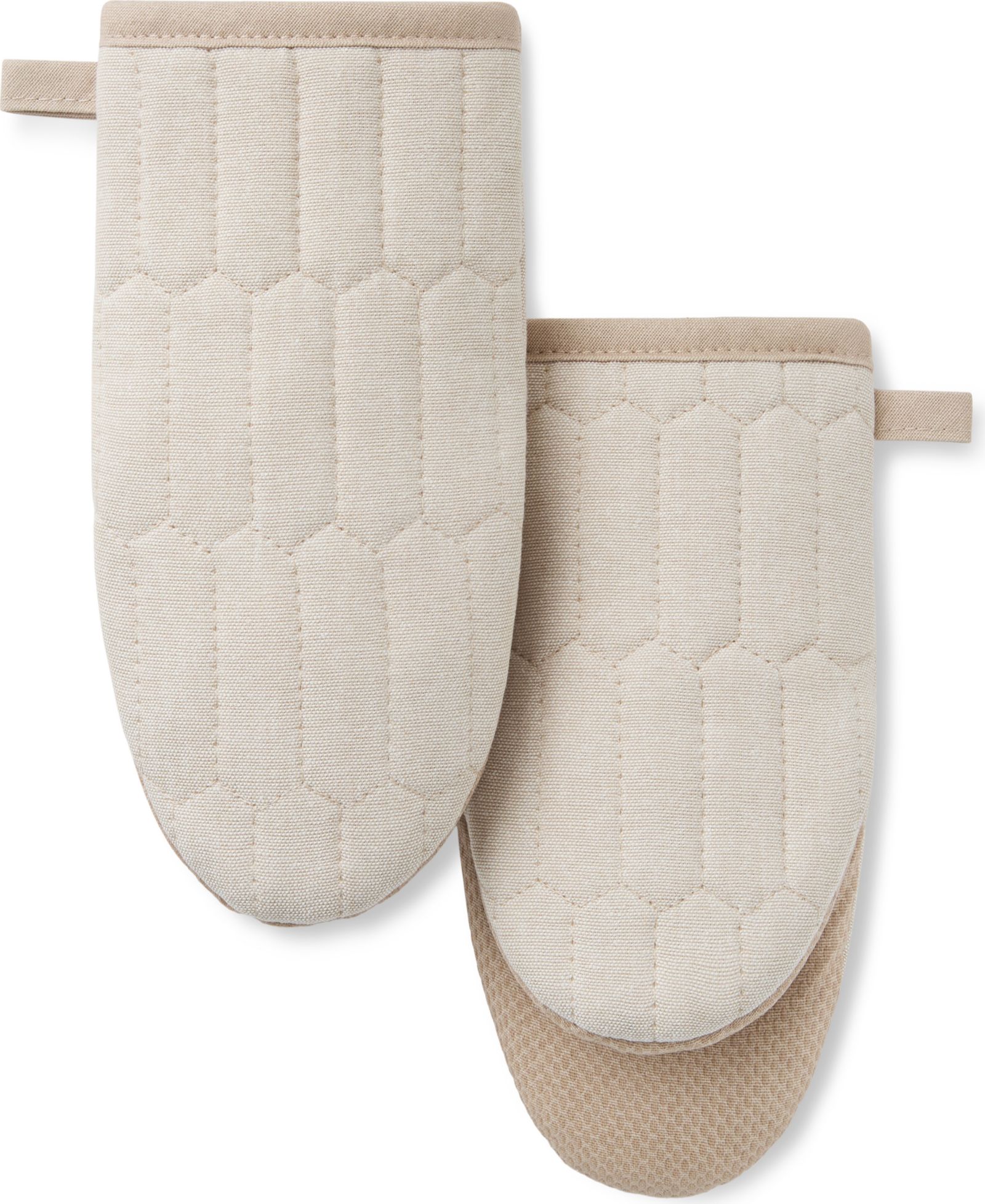 Martha Stewart Honeycomb Quilted Chambray Mini Oven Mitt Set, 5.5" x 8"