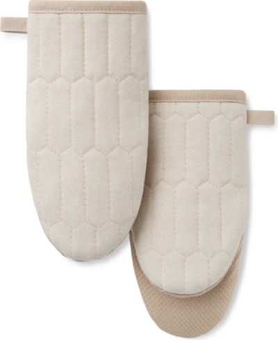 Martha Stewart Honeycomb Quilted Chambray Mini Oven Mitt Set, 5.5" x 8"