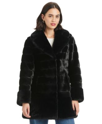 Jones New York Women's Faux-Fur Notched-Collar Coat