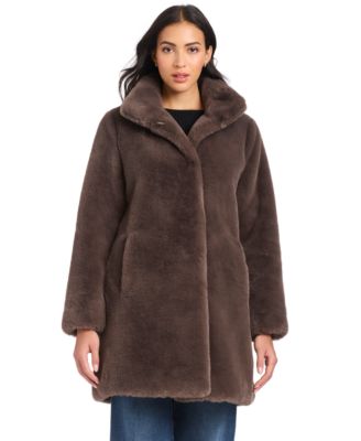 Jones New York Women's Collared Faux-Fur Coat