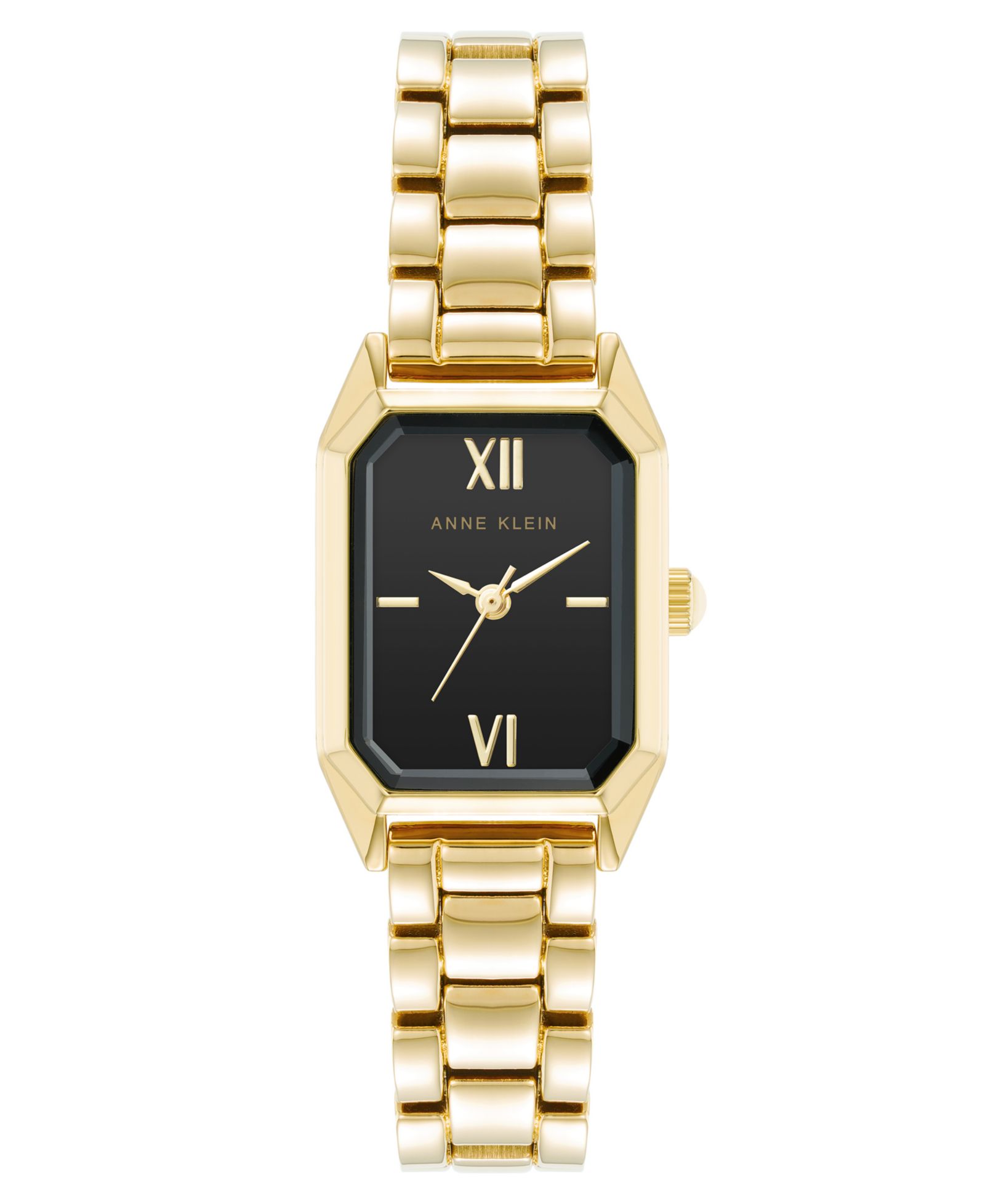 Anne Klein Женские кварцевые часы Petite Octagonal Black and Gold-Tone Metal Alloy 21mm