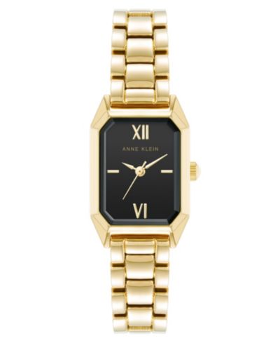 Anne Klein Женские кварцевые часы Petite Octagonal Black and Gold-Tone Metal Alloy 21mm