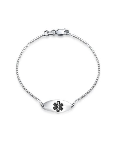 Браслет Bling Jewelry из стерлингового серебра.925 с овальной медицинской биркой