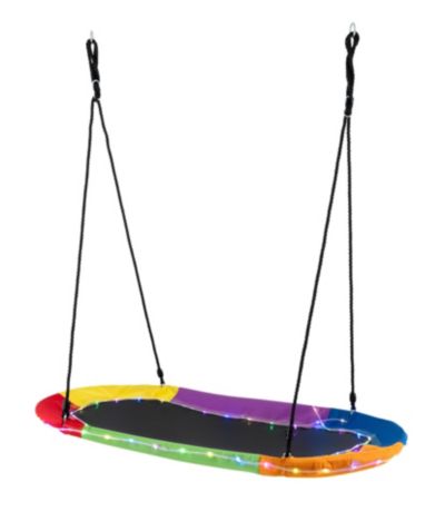 Slickblue Boys Saucer Swing with LED Lights Outdoor Backyard Play