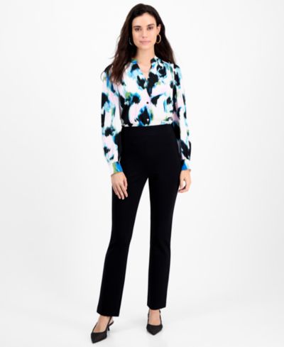 Женские брюки I.N.C. International Concepts Petite Slim Straight-Leg с высокой посадкой