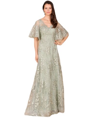 Lara Women's V-neck, Cape Sleeve Gown