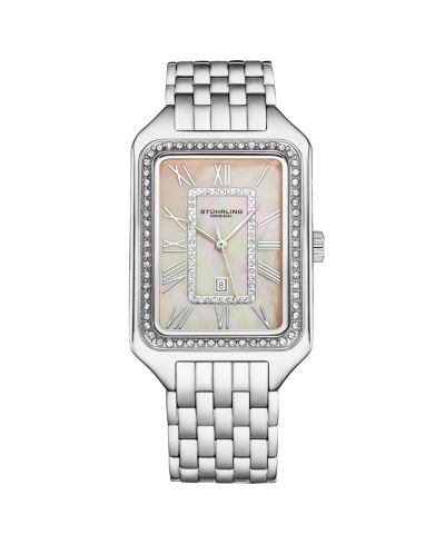 Stuhrling Lustra 32mm Rectangle Quartz Fashion Watch with Crystals
