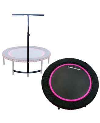 LEAPS & REBOUNDS 40" Adjustable Stability Bar Attachment с 40" Mini Fitness Trampoline и Home Gym Rebounder для кардиоупражнений, Pink