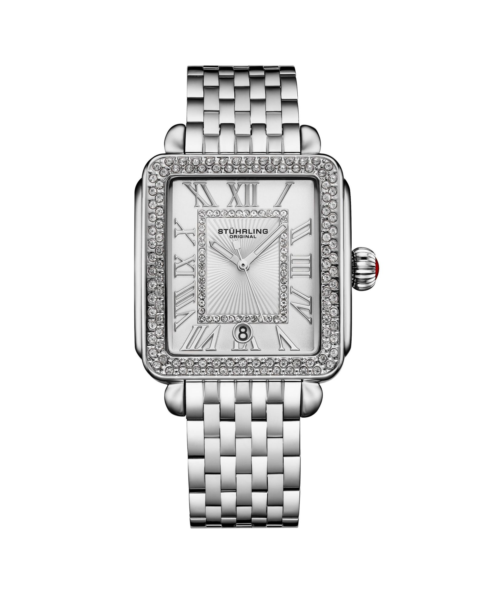 Stuhrling Original Women s VivreLuxe Crystal-Accented Stainless Steel Bracelet Watch, 34mm