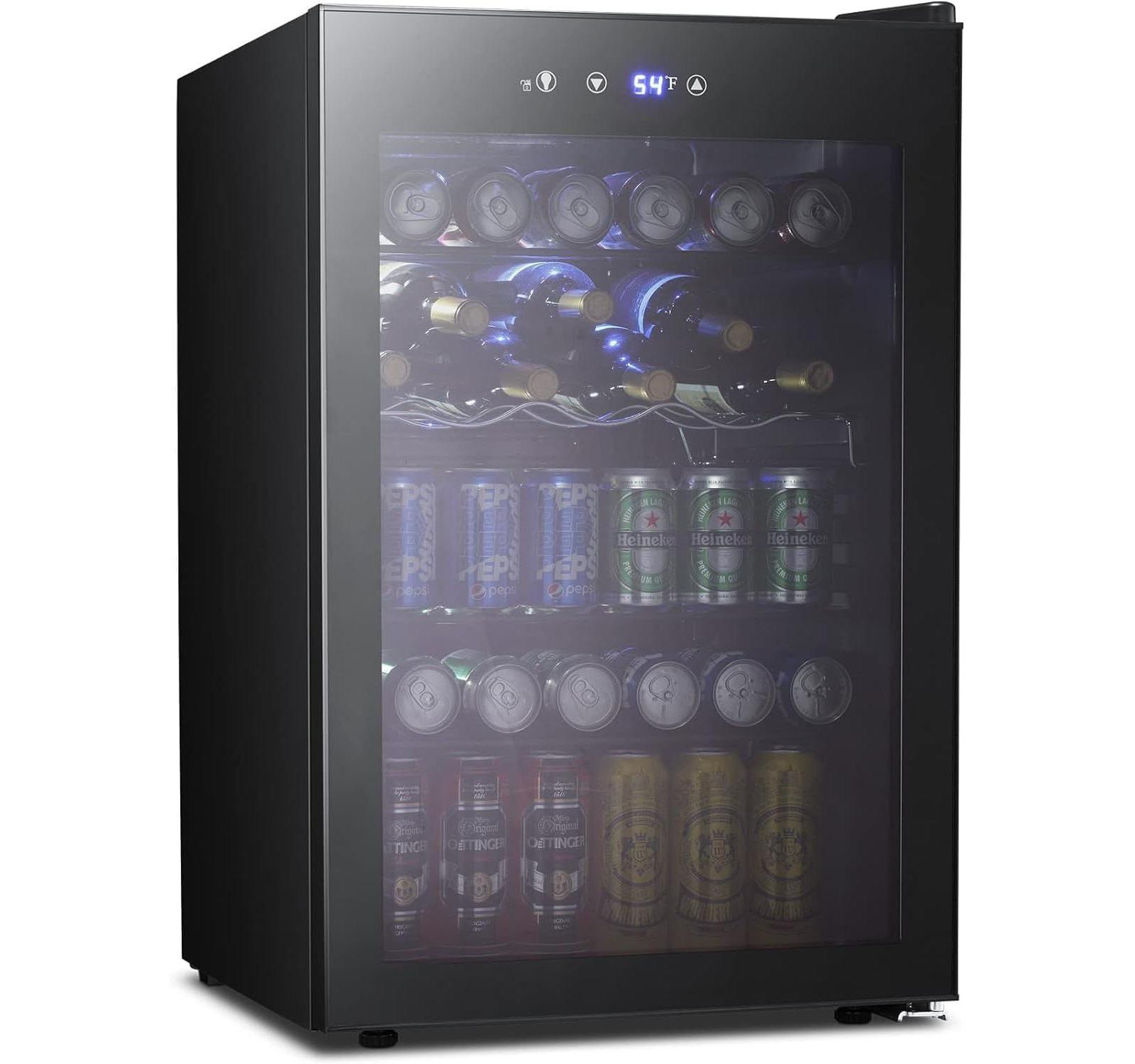 Antarctic Star 4.5 Cu.ft Beverage Cooler Compact Drink Fridge with Glass Door and Digital Temperature Control