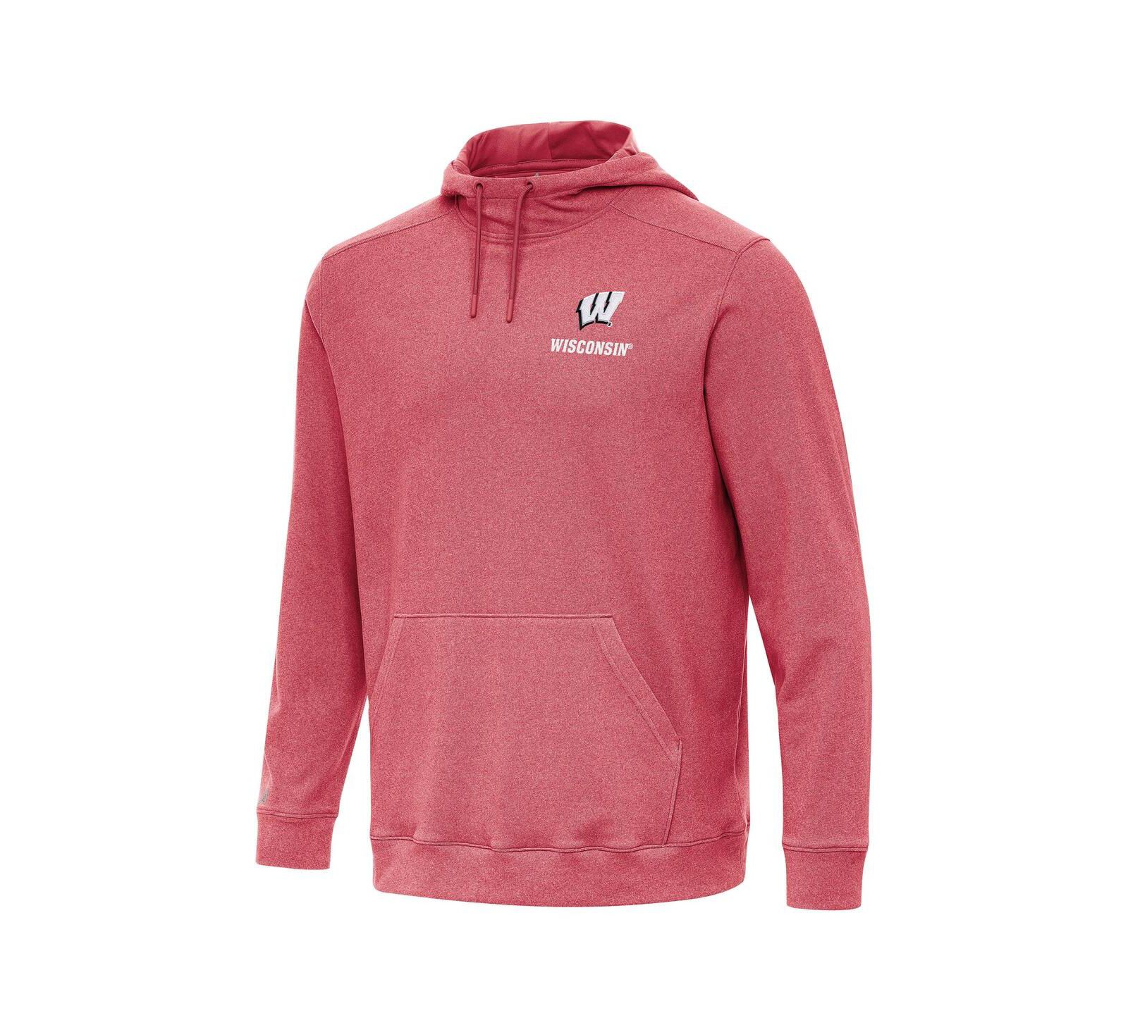Мужское худи Antigua Heather Red Wisconsin Badgers Cloud Pullover