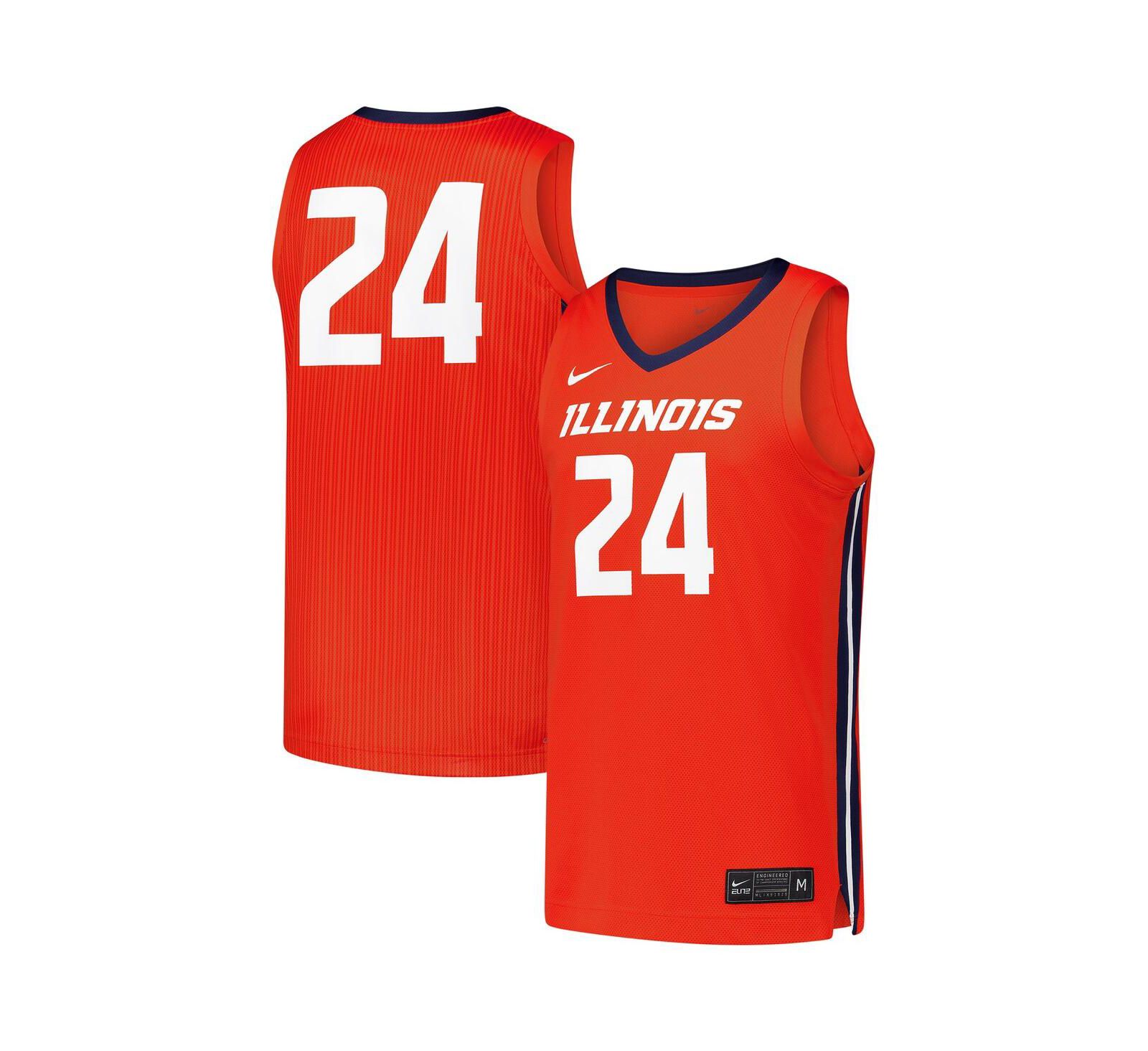 Мужская баскетбольная джерси Nike 24 Orange Illinois Fighting Illini Replica