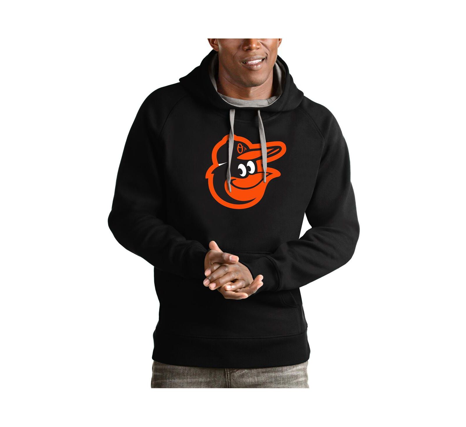 Antigua Мужской Black Baltimore Orioles Victory Pullover Team Logo Hoodie